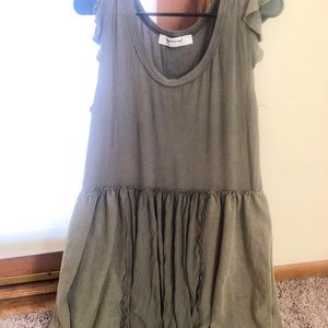 Olive Green High-Low Mini Dress MED (Three Bird Nest)